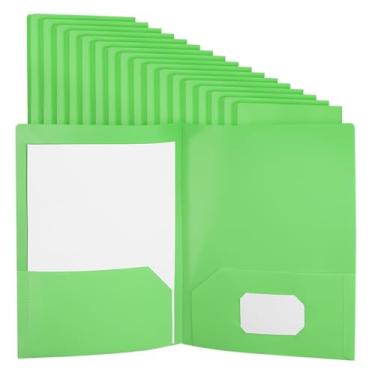 Imagem de PATIKIL Pastas de plástico verde com bolsos, pacote com 36 pastas de plástico com dois bolsos, tamanho carta resistente para porta-cartões de visita de escritório, 23,5 x 29 cm
