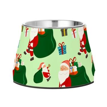 Imagem de Burbuja Tigela de ração de aço inoxidável para cães de Papai Noel para comida e água, antiderrapante para cães médios e gatos, 590 ml