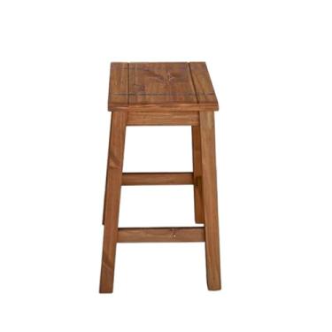 Imagem de Banqueta Alta em Madeira de Pinus Assento com Cerâmica 68cm Altura Acabamento Encerado Imbuia para Cozinha Bar e Balcão Suporta 140kg (Madeira)