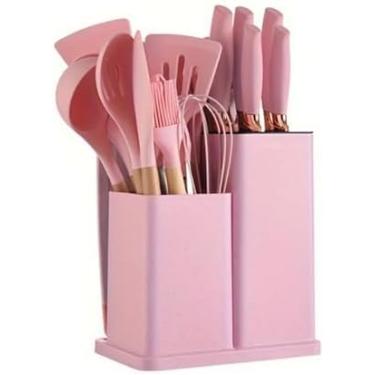 Imagem de Conjunto 19 Utensílios de Cozinha em Silicone Premium – Antiaderente, Resistente ao Calor, Não Arranha Panelas e Ideal para Cozinhar com Segurança (Rosa)