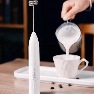 Imagem de Mini Misturador Batedor Mixer Elétrico Para Claras de Ovos Leite Café Clara de Ovo Cozinha Doméstica (Branco)
