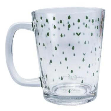 Imagem de Caneca de Vidro com Gotas Verdes Decorativas, Copo Transparente para Bebidas, Design Moderno, 300ml