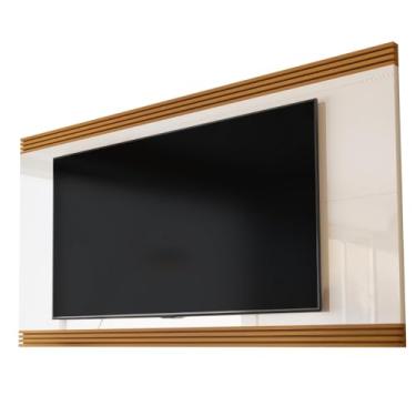 Imagem de Painel Para TV Até 75 Polegadas 2,18m Detalhe Ripado Nex Off White/Madeirado
