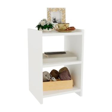 Imagem de Mesa De Cabeceira Retrô Com Nicho - Para Quarto De Casal Ou Solteiro(Branco)