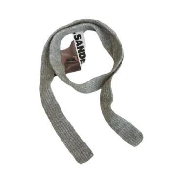 Imagem de Cachecol Feminino Listrado De Pelúcia Versátil Fino Estreito Longo Est