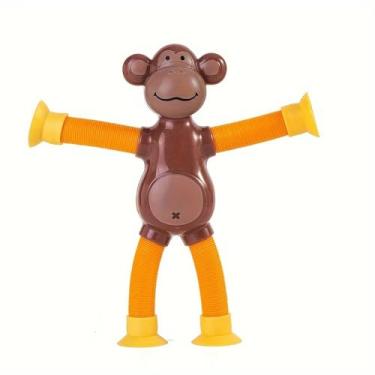 Imagem de Pop Tube Macaco - Brinquedo Infantil que Estimula Criatividade, Psicomotricidade, Concentração e Diversão - Ideal para Crianças (Marrom)