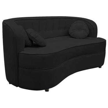 Imagem de Sofá Curvo 3 Lugares Orgânico Sala Recepção Escritório Decorativo Luxo Panamá 200cm Linho Preto