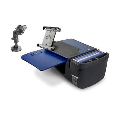Imagem de AutoExec Mesa de carro GripMaster para sua estação de trabalho de veículo e escritório móvel, azul, com suporte para tablet e suporte de sucção para telefone