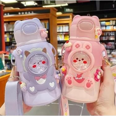 Imagem de Garrafa Térmica Infantil com Canudo Retrátil e Alça | 500ml | Anti-Vazamento | Design Fofo e Resistente | Cores disponiveis para a coleção (Roxo (Sheep))