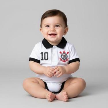 Imagem de Body Bori Bodie Bebê Infantil Corinthians Oficial Camisa Polo Torcida Baby-Unissex