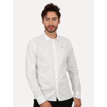 Imagem de Camisa Tommy Jeans Masculina Slim Original Stretch Branca-Masculino