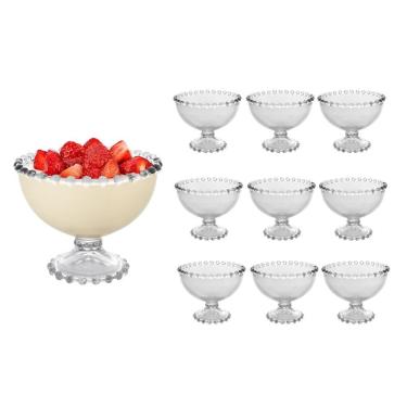 Imagem de Jogo 10 Taça De Sobremesa Cristal Pearl Bolinha Wolff 200ml