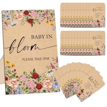 Imagem de JarThenaAMCS Decoração de festa de chá de bebê, pacotes de sementes kraft para bebês em flor, com placa de aviso, vintage, flores silvestres, envelopes autoadesivos de sementes para aniversário de
