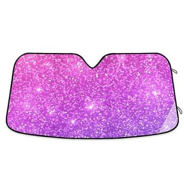 Imagem de Para-brisas de carro rosa roxo com glitter, persianas de carro para janelas dianteiras, protetor solar de carro, acessórios de carro de verão