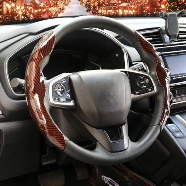 Imagem de Capa de volante antiderrapante de fibra de carbono para carro, capa de volante de borboleta, protetor de volante segmentado, ajuste universal 99% do volante do carro, acessórios interiores de carro