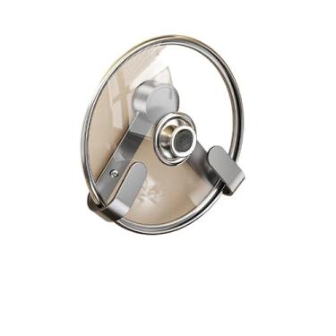 Imagem de Suporte ajustável para tampa de panela, suporte adesivo sem broca, organizador de tampa de panela para porta de armário/montado na parede, serve para tampas de 15 a 35 cm (cinza)