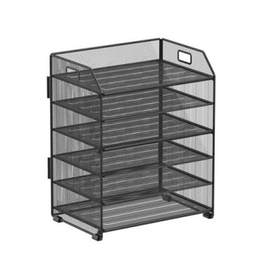 Imagem de Handimp Organizador de papel de metal de 6 camadas, bandeja preta para material de escritório de mesa, organizador de pasta de arquivos para casa, escritório e sala de aula