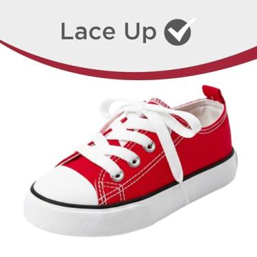 Imagem de PATPAT Tênis infantil de lona para meninos e meninas sem cadarço para crianças pequenas e grandes, Vermelho, 15