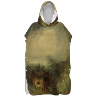 Imagem de Joisal Roupão de mudança de poncho de surfe para toalha de banho com capuz de praia Adul secagem rápida impressões romantismo dilúvio unissex poncho adulto com capuz