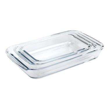 Imagem de Conjunto Elegante de Travessas Retangulares em Vidro (1L, 1,6L, 2,2L) 