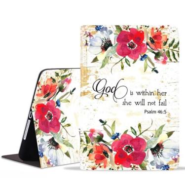 Imagem de POIUYTREW Capa para Samsung Galaxy Tab S10 FE+/S10 FE Plus 13,1 polegadas 2025 (Modelo: SM-X620/X626B), capa inteligente de couro PU com suporte e hibernação automática, citações florais versículo