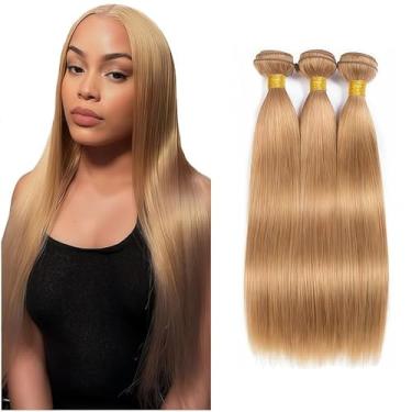 Imagem de KODRHAR Blonde do mel brasileiro Paquetes de Cabelo Humano Direito 16 18 20 Inch Direito 3 Paquetes de Cabelo Humano Extensões de Cabelo Paquetes 27 Cores