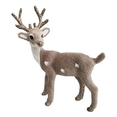 Imagem de GLOGLOW Ornamento de Cervo de Simulação, Estátua Realista Adorável Altamente Detalhada Com Pele Macia e Confortável, para Decoração de Jardim de Lareira de Mesa (#3)