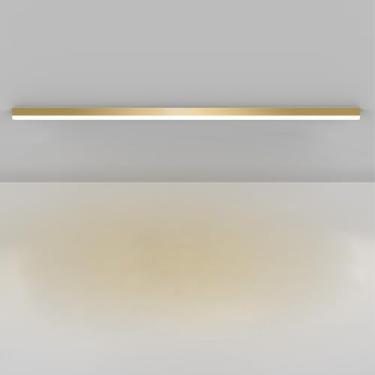 Imagem de GZZBMY LED Candeeiro de teto moderno minimalista longas luzes de teto metal alumínio acrílico candeeiros teto interior para quarto sala de estar corredor restaurante (luz neutra dourada, 60 cm)
