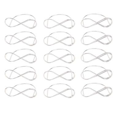 Imagem de Titulares de cartão de mesa de metal fio etiqueta expositor elegante design estável para banquete de casamento restaurante escritório decoração material de ferro 15 pçs (Prata)