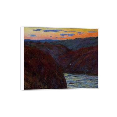 Imagem de BMZFYBS Claude Monet Famosas Impressões em Tela de Parede Prontas para Pendurar - Vale do Pôr do Sol - Quadro Branco para Decoração de Sala de Estar 40 x 50 cm 16 x 20 pol