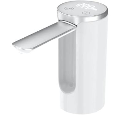 Imagem de Bomba de água Elétrica Premium Recarregável para Galão garrafão - Dispenser Automático, Display Digital, USB, Universal e Compacta (Branca)