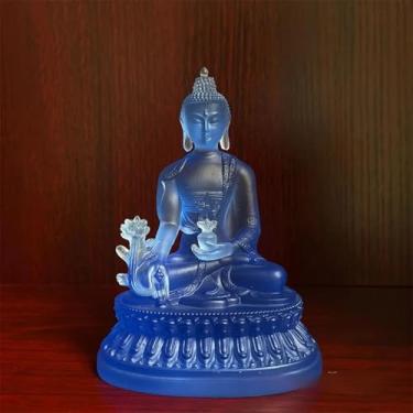 Imagem de FENNYYAR Estátua de Buda Zen Ornamentos Artesanato de resina, 11 cm 4,3 polegadas, artesanato de Buda de resina artesanal escultura budista