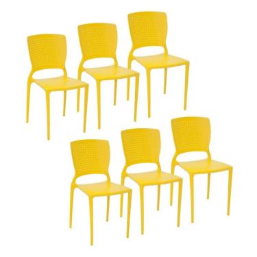Imagem de Conjunto 6 Cadeiras Safira Mesa Jantar Amarela Tramontina