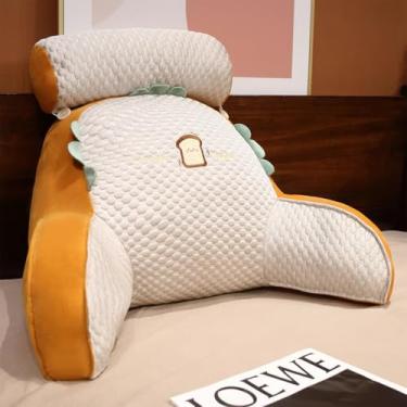 Imagem de CYTJHMD Travesseiro de leitura grande para sentar na cama removível rolo de pescoço com braços grande descanso de cama travesseiro para sentar na cama assistindo TV, laranja, 70 x 50 cm