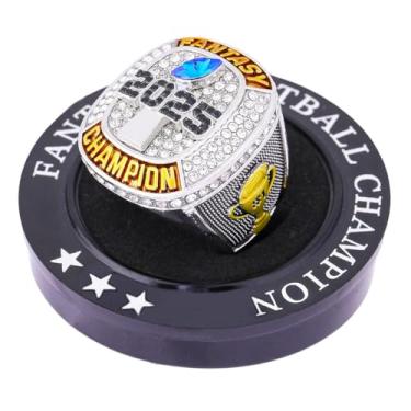Imagem de ZZXZJW Prêmio Troféu Anel Campeonato de Futebol Fantástico 2025 para Vencedor da Liga de Futebol de Fantasia, 11, Metal, Cristal