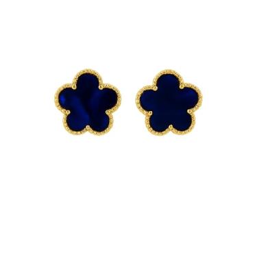 Imagem de Brincos femininos de trevo - brincos da sorte de aço inoxidável banhados a ouro 18 quilates - antimanchas - hipoalergênicos - à prova d'água, Medium, Aço inoxidável, Sem pedra preciosa