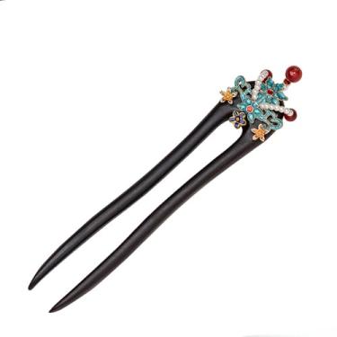 Imagem de Agulhas de Cabelo Chinesas com Pedra, Acessórios de Cabelo de Ebênia, Feitos à Mão,Grampos de Cabelo,Chapéus de Madeira para Mulheres,Joias de Cabelo (U)