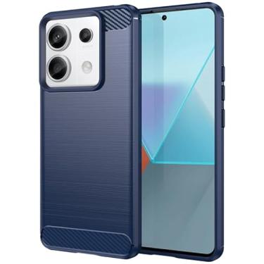 Imagem de Capa Para Xiaomi Redmi Note 13 Pro 5G e Poco X6 5G (Tela 6.67) Carbon Fiber Leve Fina Maleável (Azul)