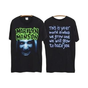 Imagem de Camiseta Retrô Masculina E Feminina Marilyn Manson, Clássica, Manga Cu