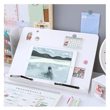 Imagem de Suporte para livros ajustável em altura, branco, madeira, suporte para aprendizagem, laptop, tablets, livros didáticos, prateleira fixa para leitura simples (28 x 20 cm branco)