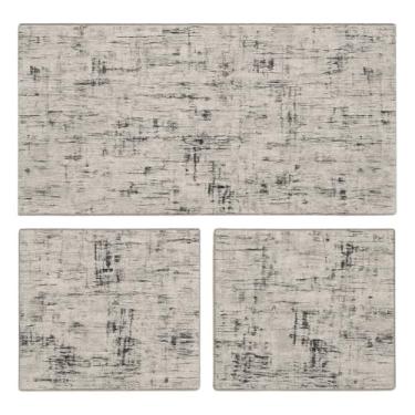 Imagem de Conjunto de passadeira de cozinha antiderrapante (Obra Arte Branco/Preto)