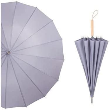 Imagem de Guarda-chuva À Prova De Vento, Guarda-chuvas De Golfe Grandes Resistentes Ao Vento Para Homens Adultos Mulheres Punho De Madeira Clássico Secagem Rápida Forte 16 Costelas Viagem 105 Cm, Guarda-chu