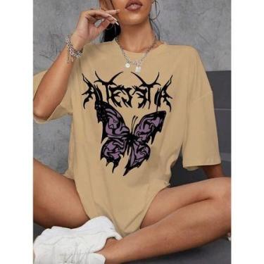 Imagem de Camiseta Streetwear Oversized Feminina Ombro Caido Life Style Sport Ac
