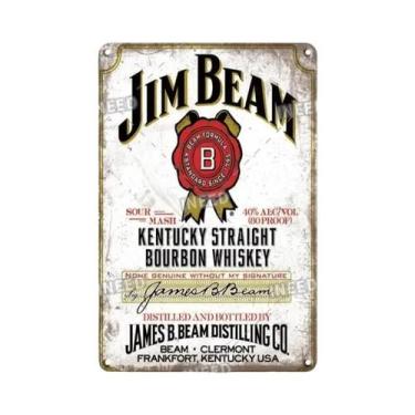 Imagem de Placa Decorativa De Metal Retro Vintage JIM BEAM Para Bar, Pub, Clube,