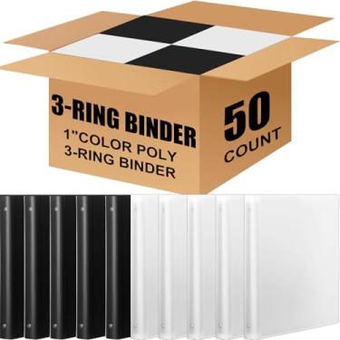 Imagem de Fulmoon 50 fichários de plástico de 2,5 cm, cores sortidas, papel tamanho carta 21 x 28 cm, fichários versáteis, fichários de apresentação de anel redondo flexível econômico com bolso para escritório