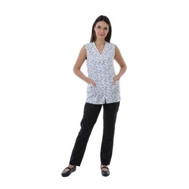 Imagem de Conjunto Estampado  de Calça e Colete  em Algodão para Doméstica, Cope