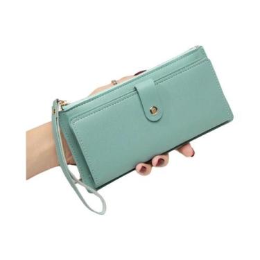 Imagem de Carteira Feminina Ultra Fina Mini Em Couro PU, Bolsa Longa Para Cartõe