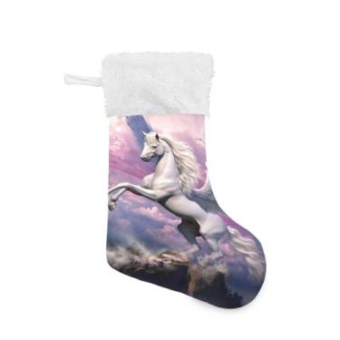 Imagem de ATTX Meias de Natal de cavalo branco, suportes de presente para decorações de festas de fim de ano (17,7 polegadas, 1 pacote) #109