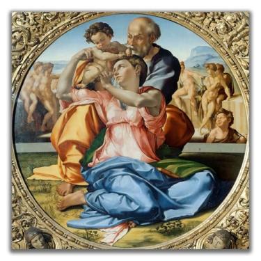 Imagem de Yomcut Pôster da série Michelangelo Sistine Chapel Teto Frescoes - Doni Uffizi - Retratos de figuras históricas retrô pôsteres decoração de parede estética de quarto sem moldura 12 x 12 pol. 30 x 30