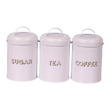 Imagem de Ｂｅｓｇａ Conjunto de 3 recipientes para armazenamento de alimentos, potes de ferro modernos com tampa, organizadores para cozinha, ideal para cafeterias, Style a